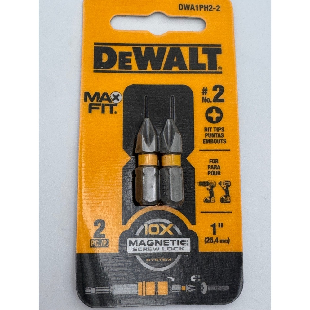 DeWALT Max Fit 2 Phillips Bit 2-Pack 1 Inch Magnetic Screw Lock DWA1PH2-2